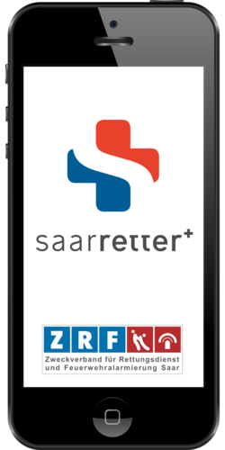Handy mit Screenshot der saaretter-App